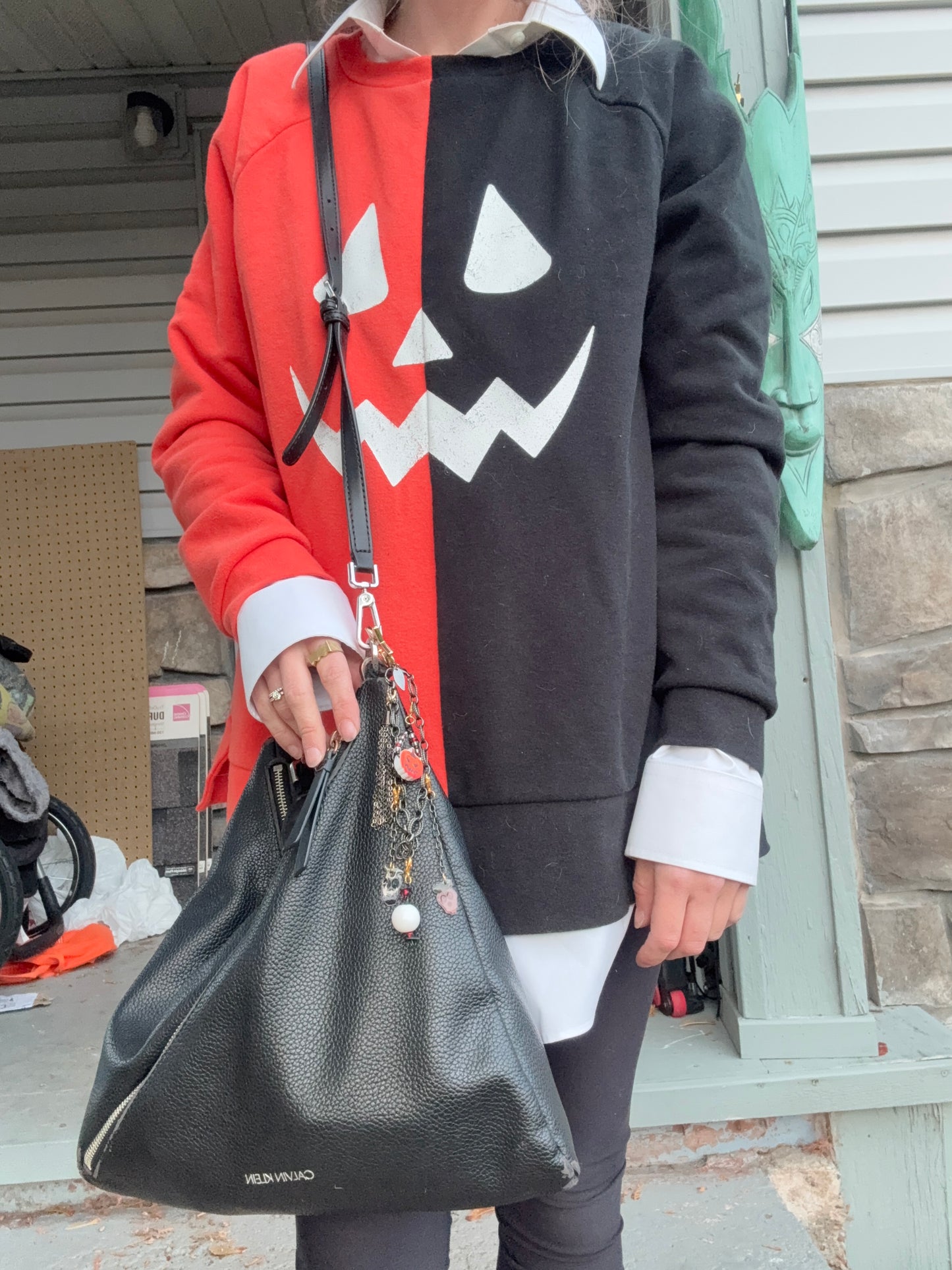 Multipurpose Wrap Bracelet or Keychain | Black Thrifted Chain with Boo Berry & Thrifted Charms