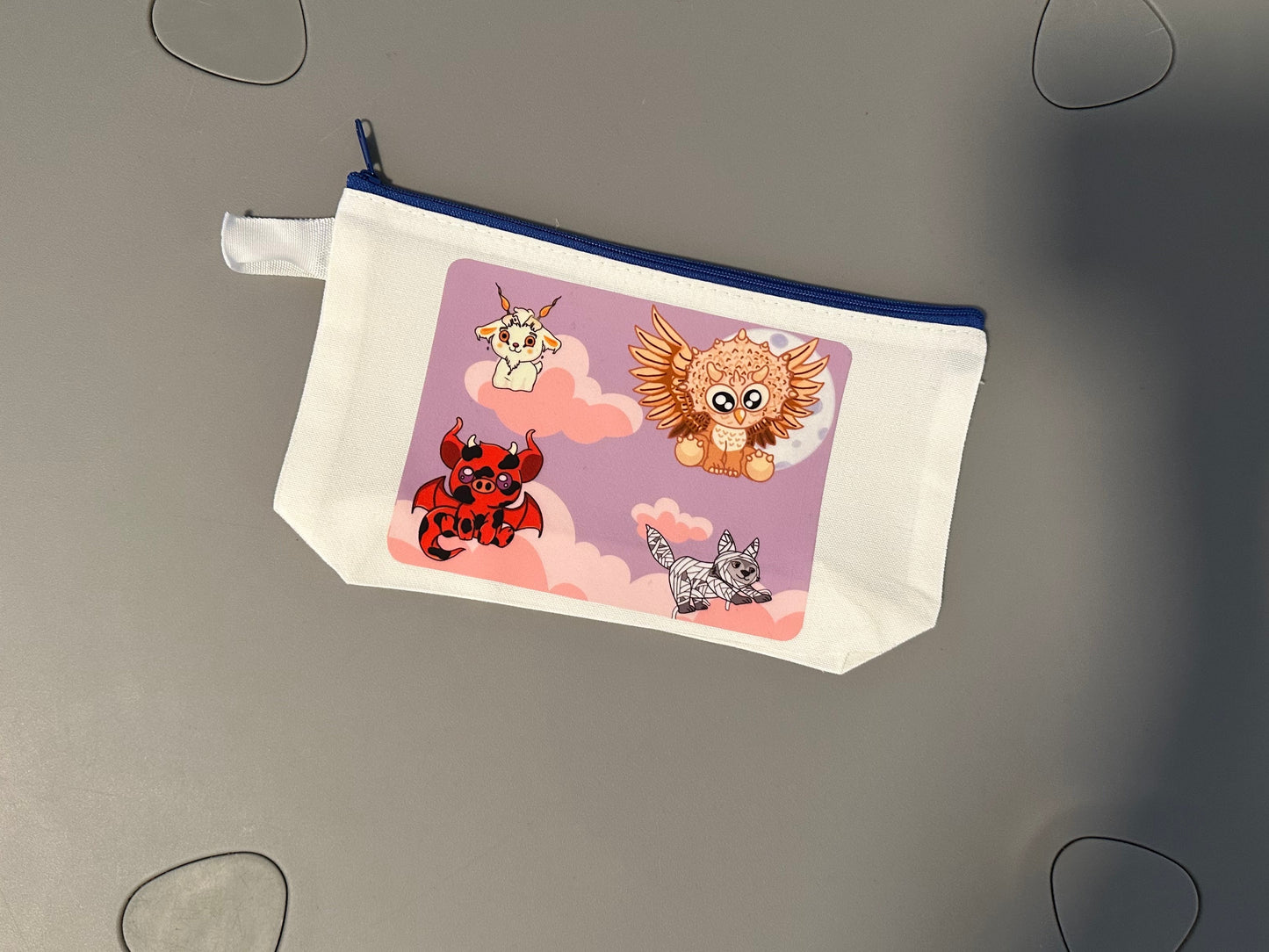 The Original Critters on Cloud Nine Zipper Pouch Dark Blue Zipper & Handle