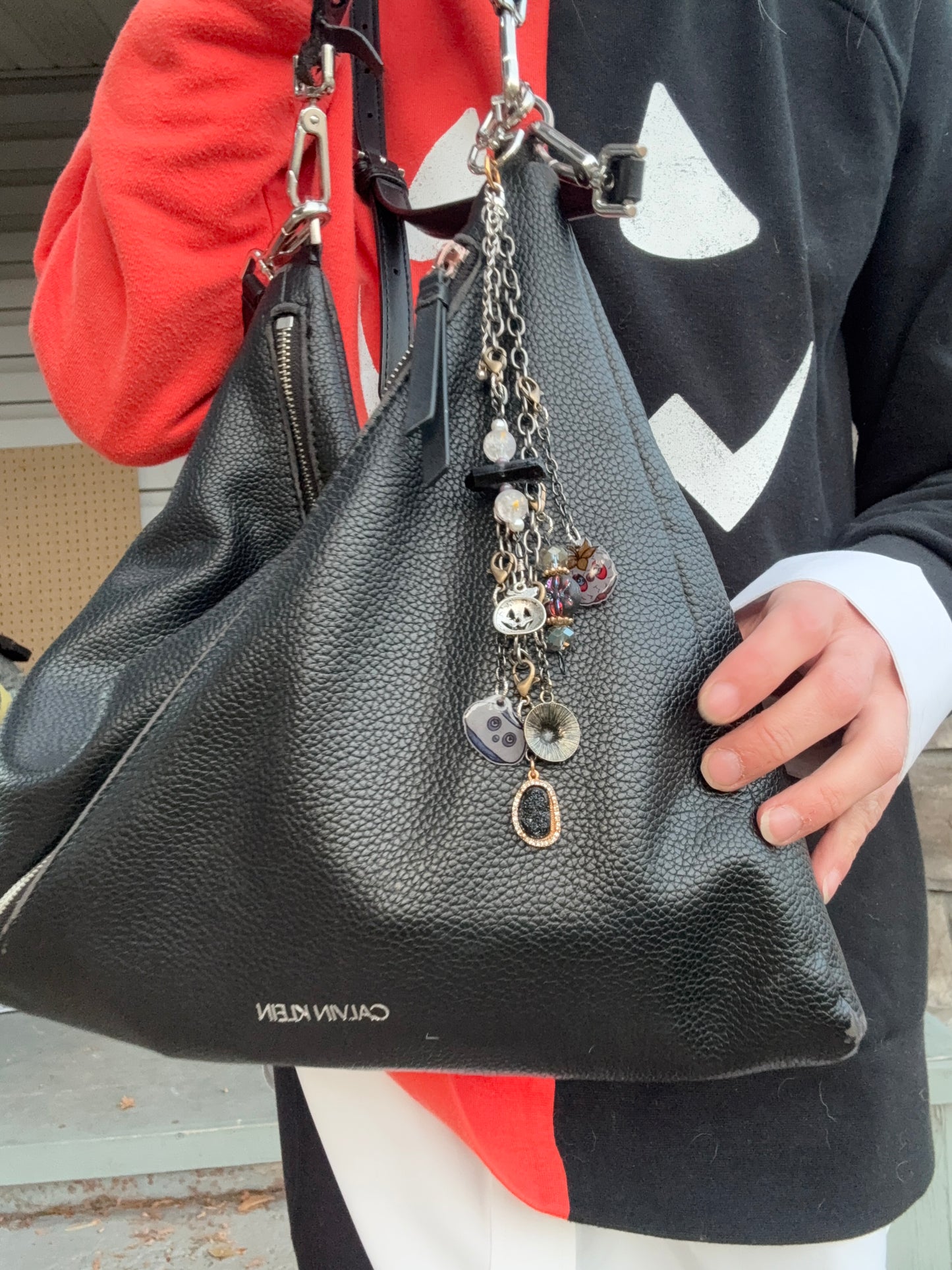 Silver Carabiner Multipurpose Chain | Dull Silver Thrifted Chain with Boo Berry & Beaded Charms