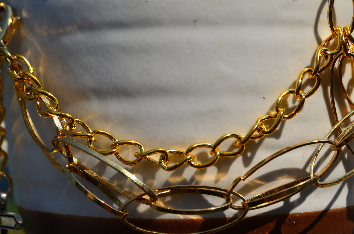 White and Brown Pretty Plants Pot | Upcycled Jewelry & Mashup Critters Artwork | **Plant Not Included