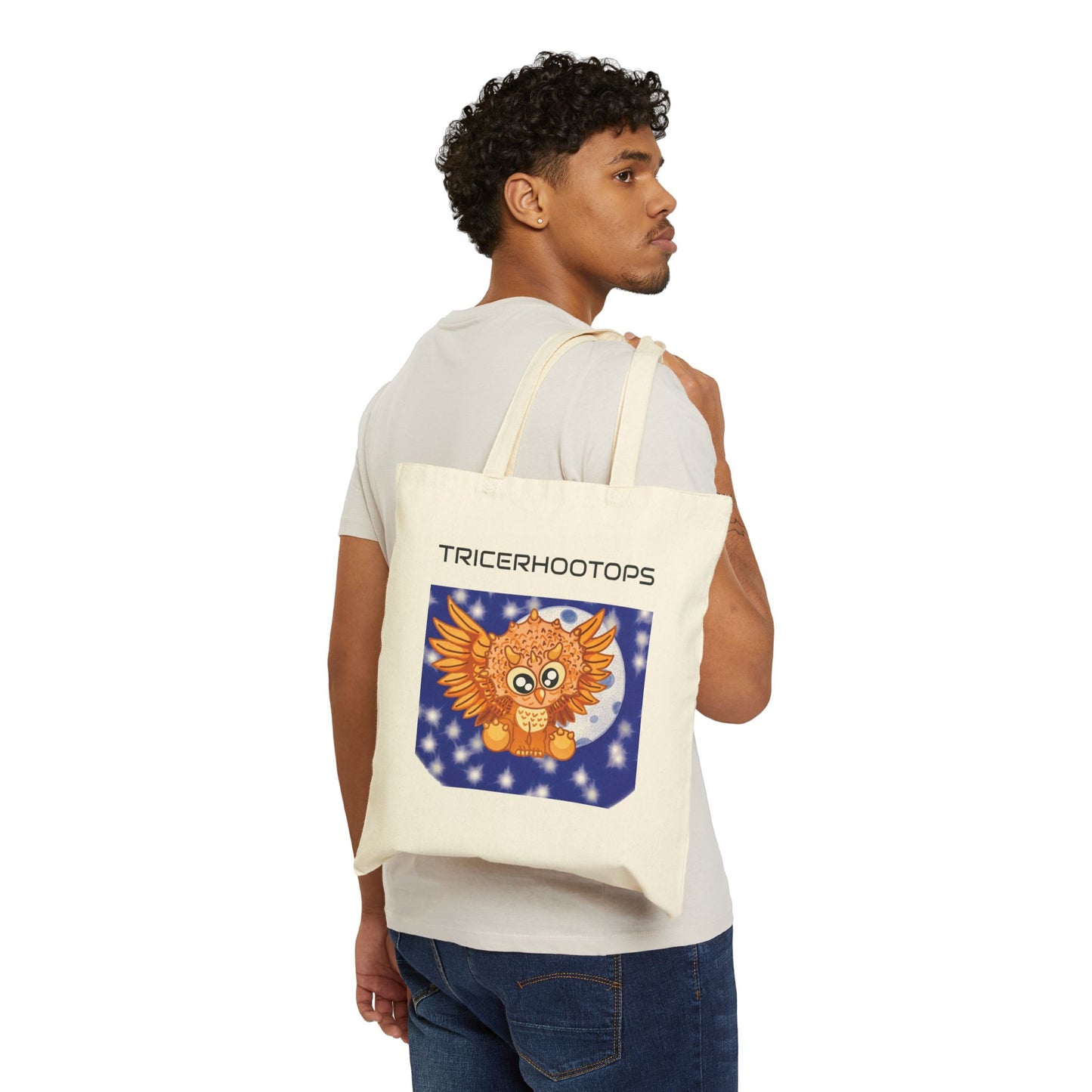 TricerHOOTops Starry Night LDA Design Cotton Canvas Tote Bag