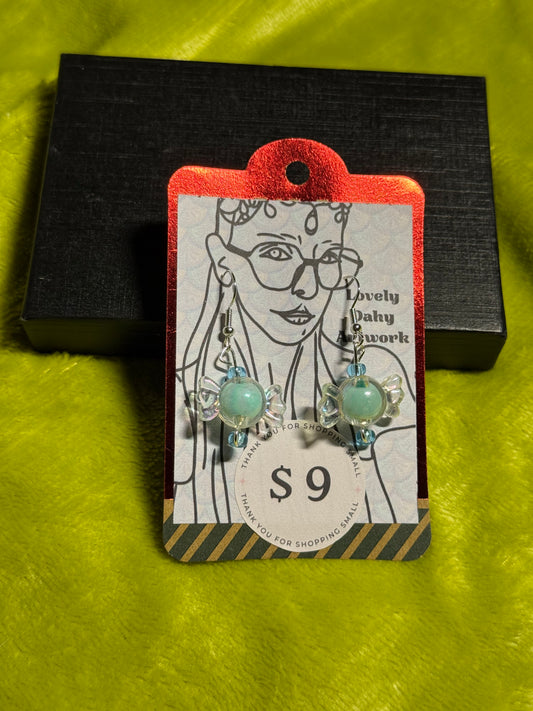 Blue Candy Earrings with Blue Accent Beads— 1” Dangle