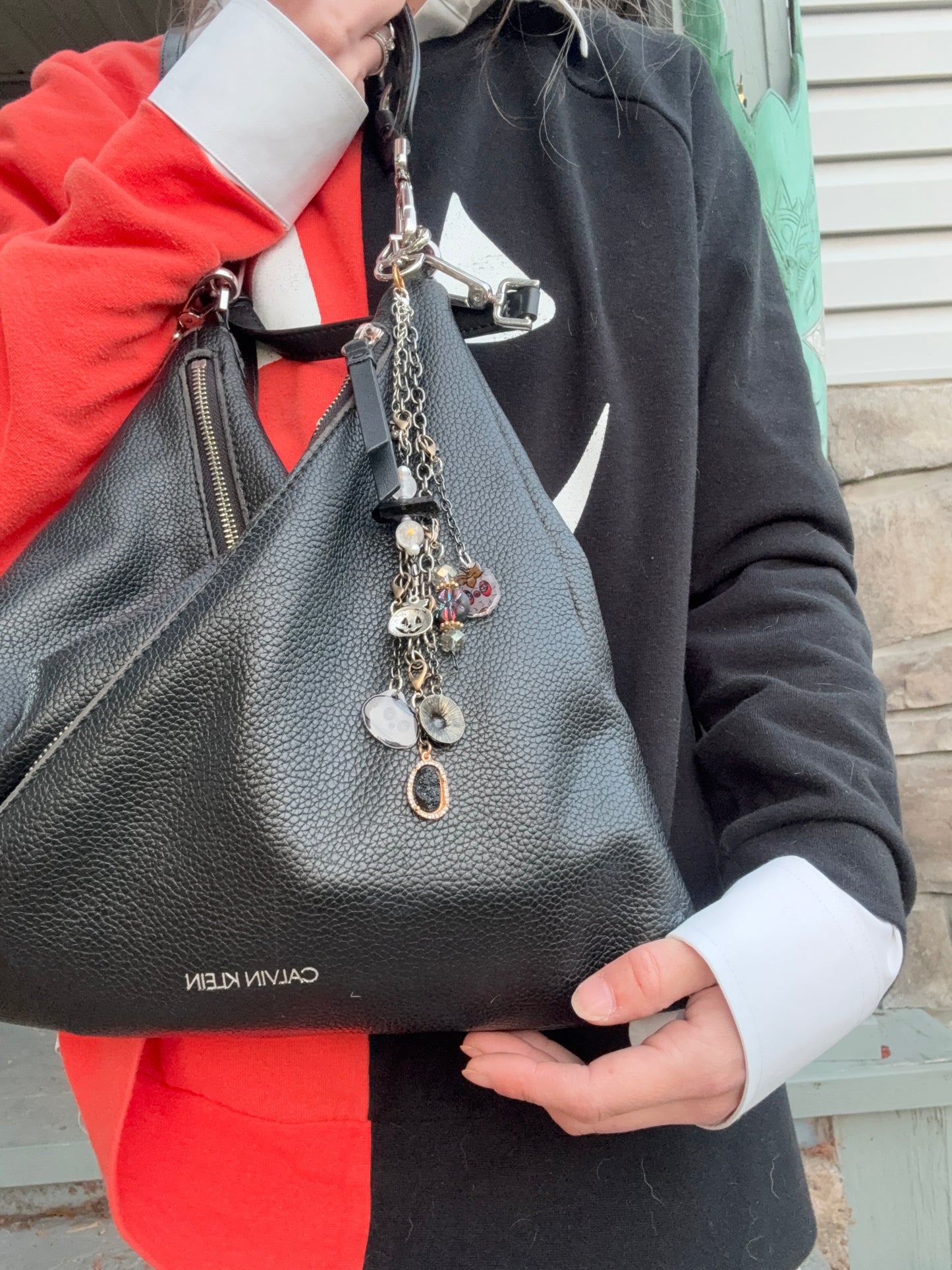 Silver Carabiner Multipurpose Chain | Dull Silver Thrifted Chain with Boo Berry & Beaded Charms