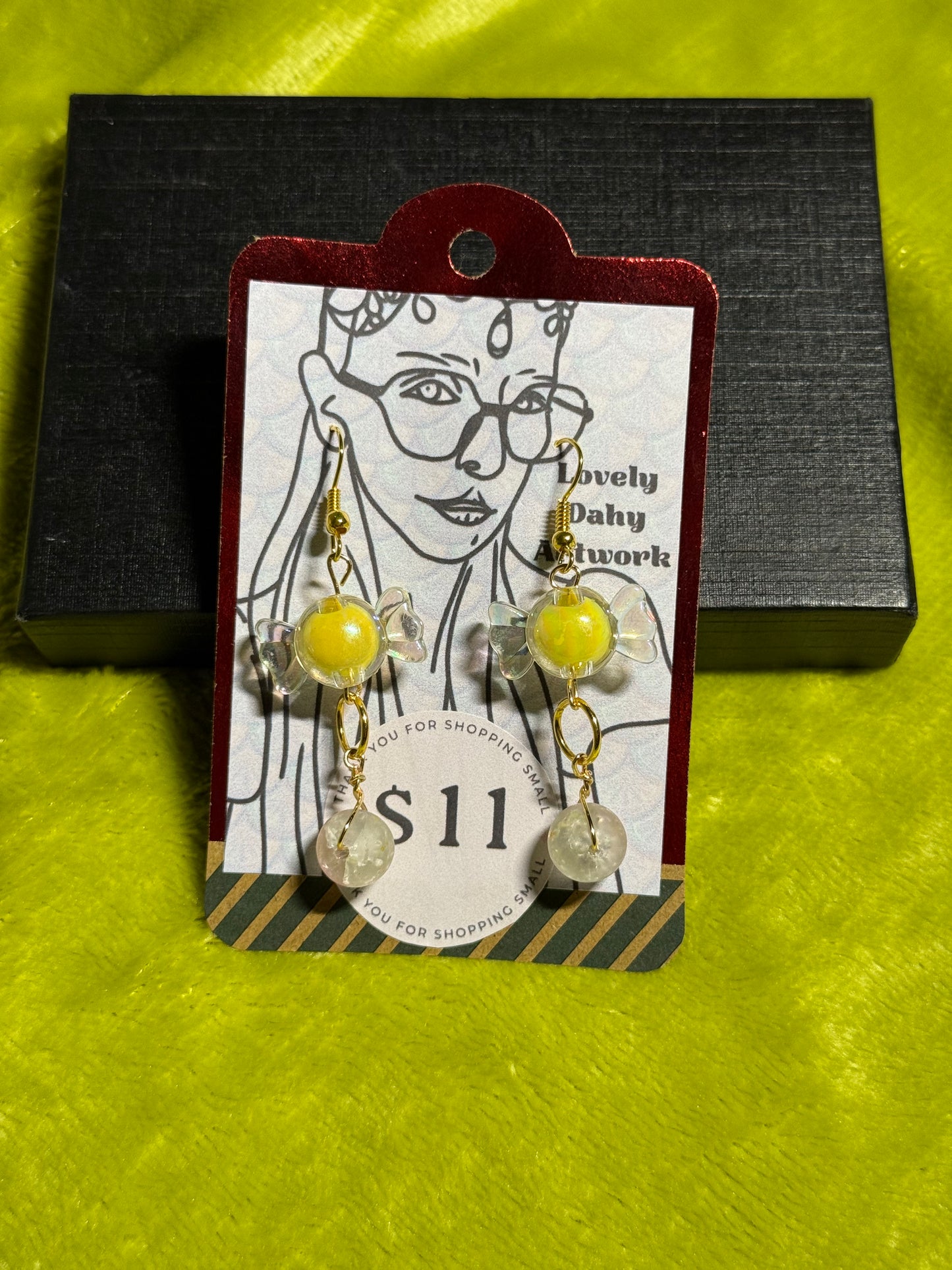 Yellow Candy “Quartz” Drop Earrings — 2” Dangle