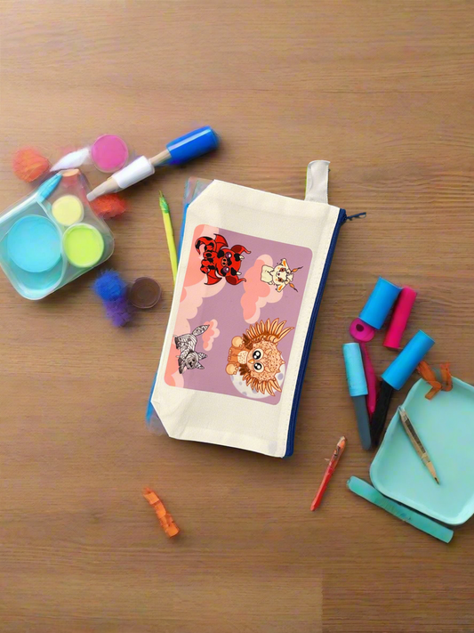 The Original Critters on Cloud Nine Zipper Pouch Dark Blue Zipper & Handle