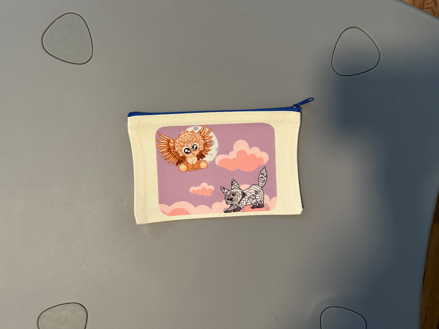 Original Critters on Cloud Nine Zipper Pouch Dark Blue Zipper NO HANDLE