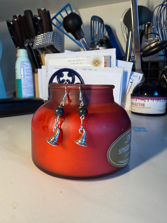 1” Medium Halloween Earrings – Silver Hook with Witch Hat & Beads