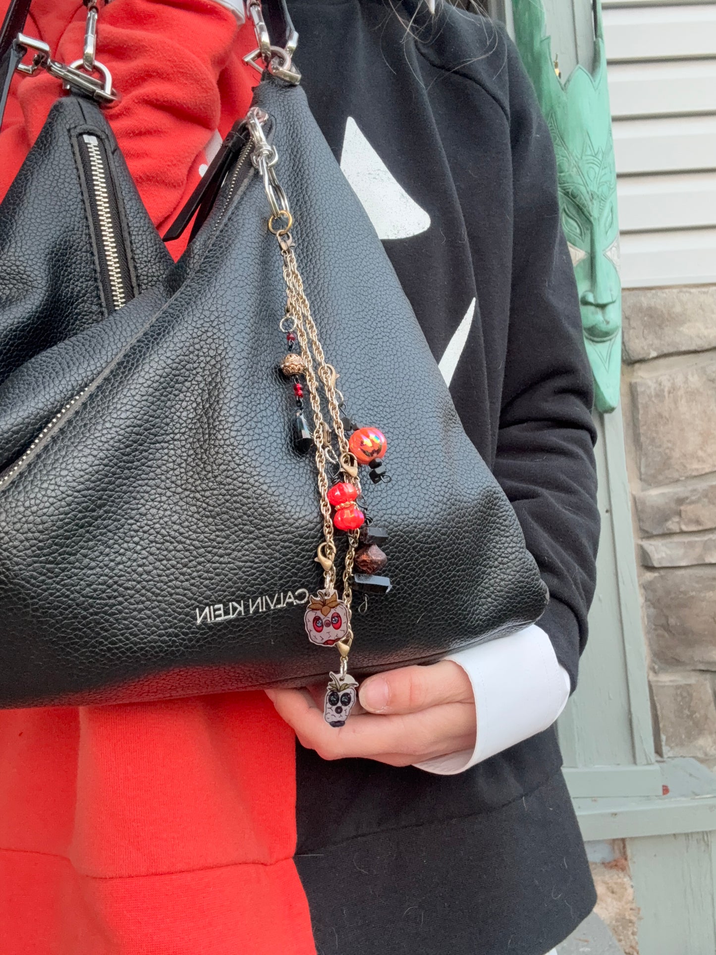 Handcrafted Halloween Multipurpose Keychain – Gold Chain with Boo Berry & Beaded Charms