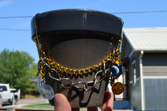 4" Grey Pot with Jewelry