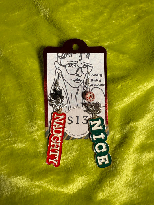 Naughty or Nice Sleigh Earrings — 2.5” Dangle