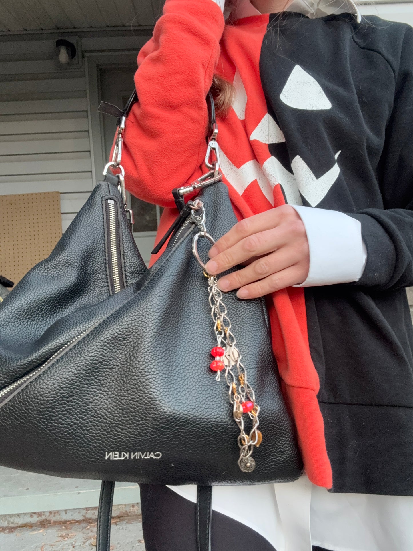 Handcrafted Upcycled Charm Chain – Silver Carabiner with Large-Loop Silver Chain