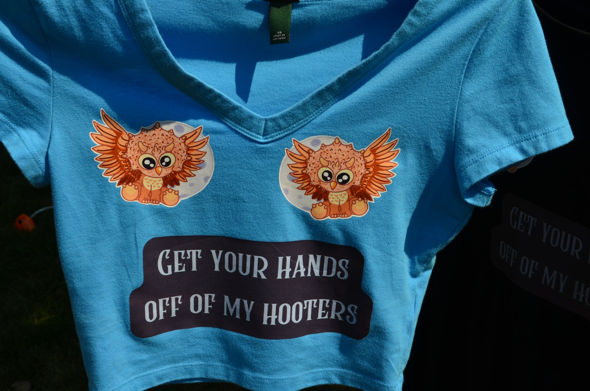 “Get Your Hands Off My Hooters” Crop V-Neck