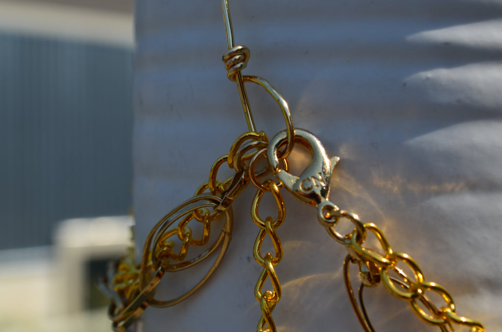 White and Brown Pot with Jewelry **Plant Not Included