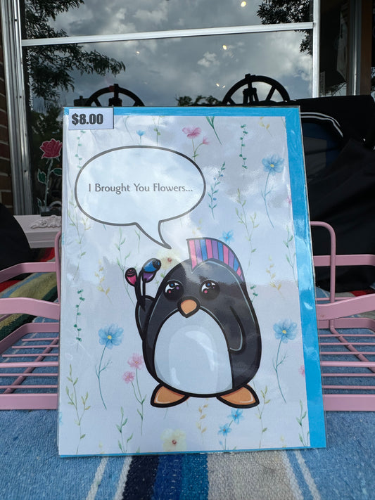 Bisexual Punk Rock Penguin Greeting Card