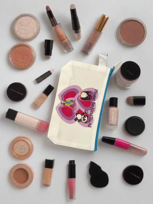 Please Be Kind to All Zipper Pouch Light Blue Zipper & Handle