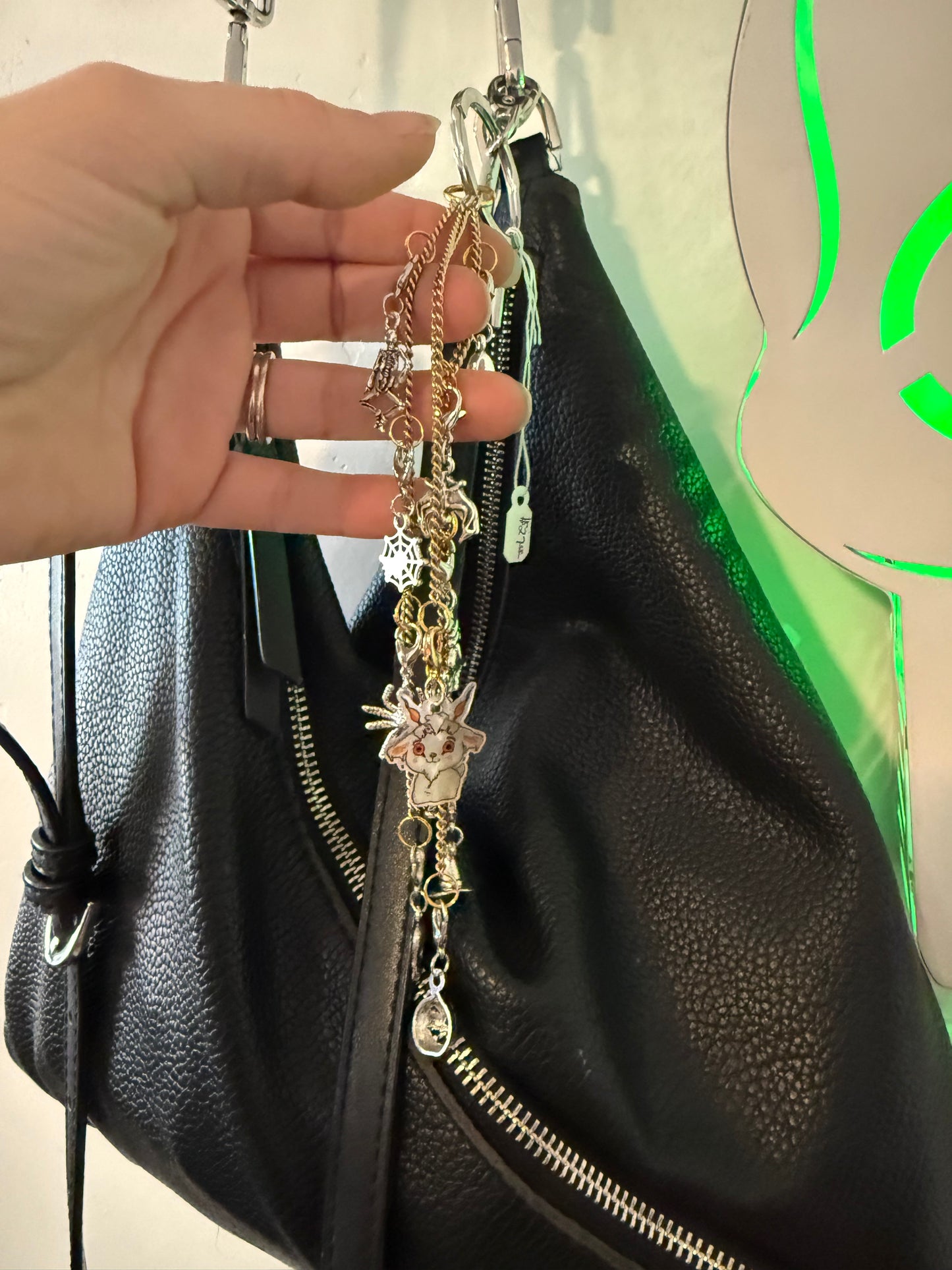 Handcrafted Upcycled Keychain – Three Thrifted Chains with Lumieeehre Resin Charm