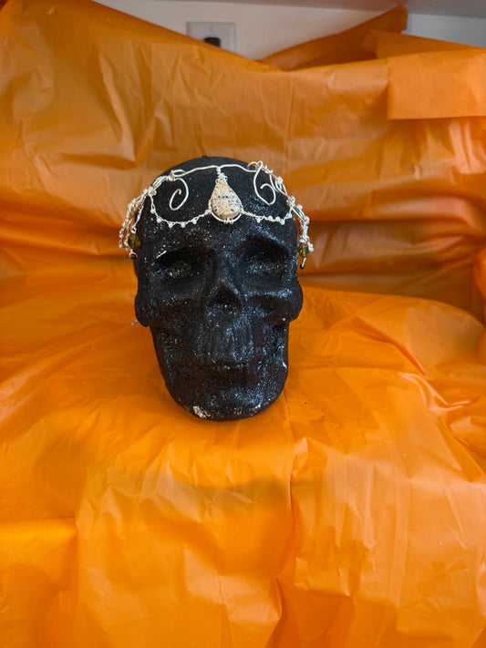 Silver Elven Court Crown with Teardrop Stone | Adjustable Fantasy Headpiece