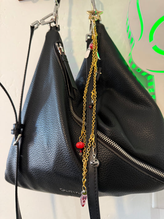 Handcrafted Upcycled Charm Chain – Boo Berry Resin & Beaded Accents with Heart Clasp