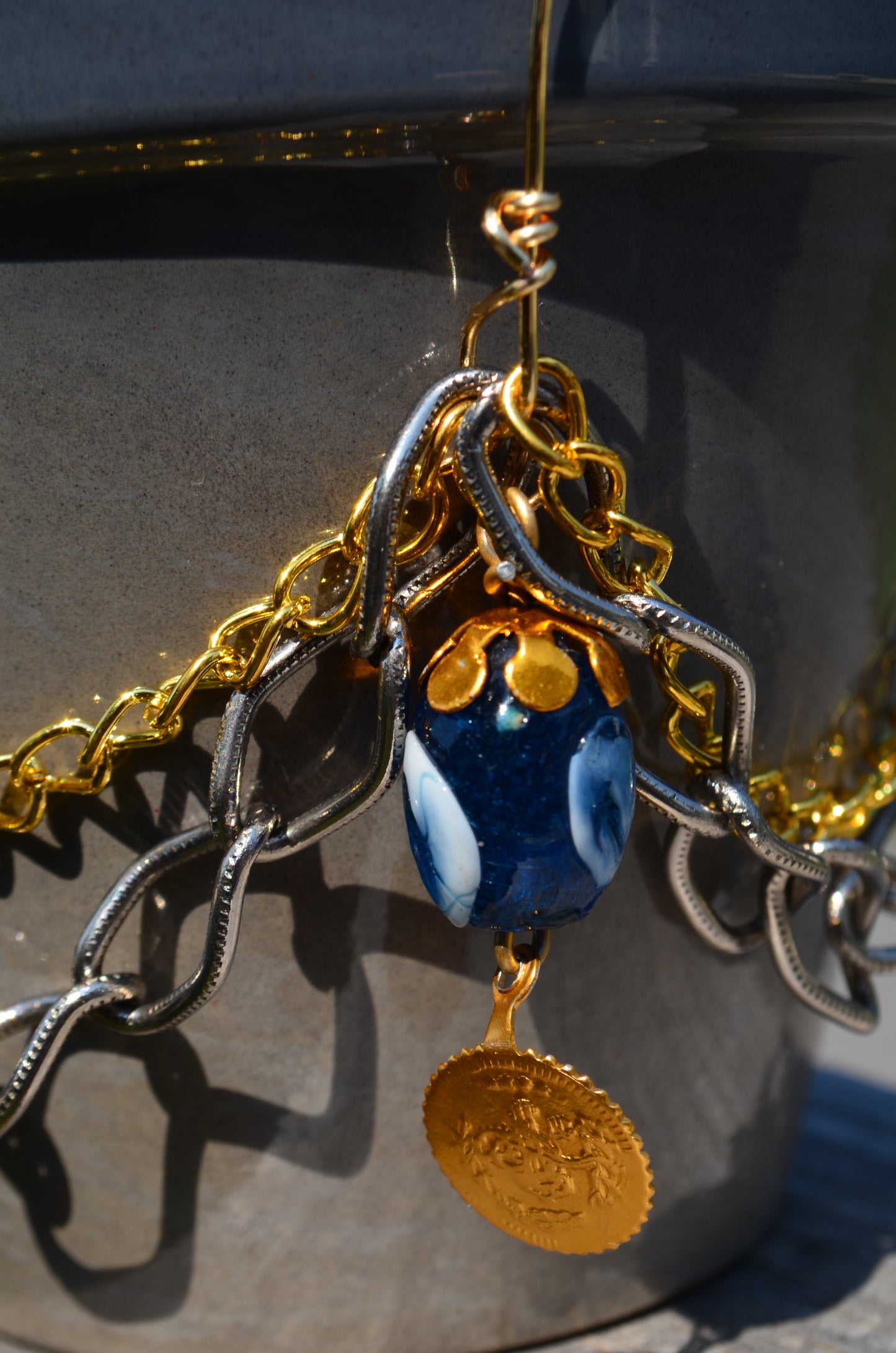 4" Grey Pot with Jewelry