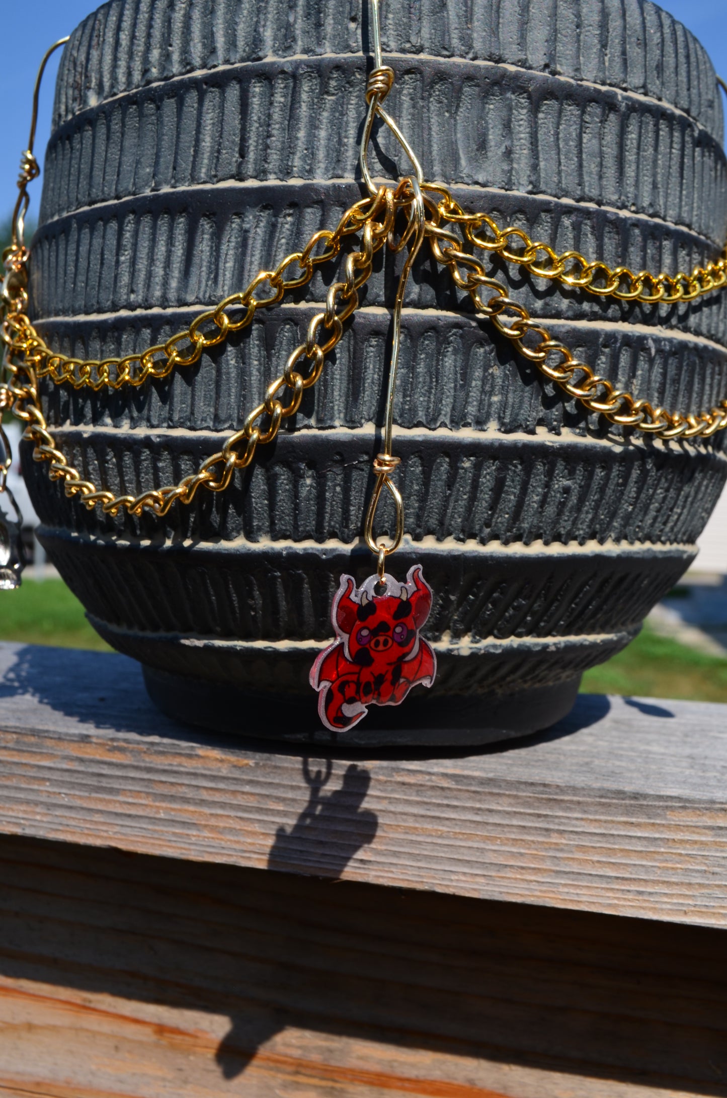 5” Textured Pretty Plants Pot | Upcycled Jewelry & Demooon Artwork | **Plant Not Included