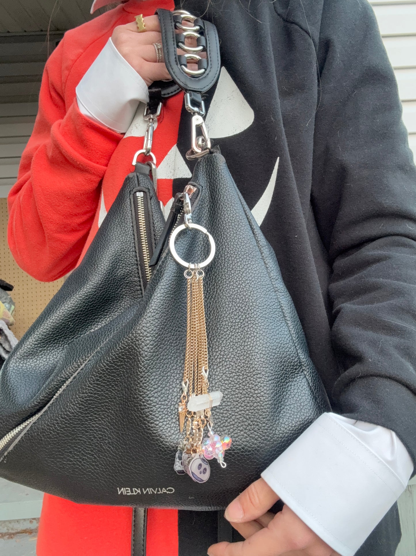 Multipurpose Keychain | Silver Round Clasp with Five Thrifted Looped Chains and Whimsical Boo Berry Charms