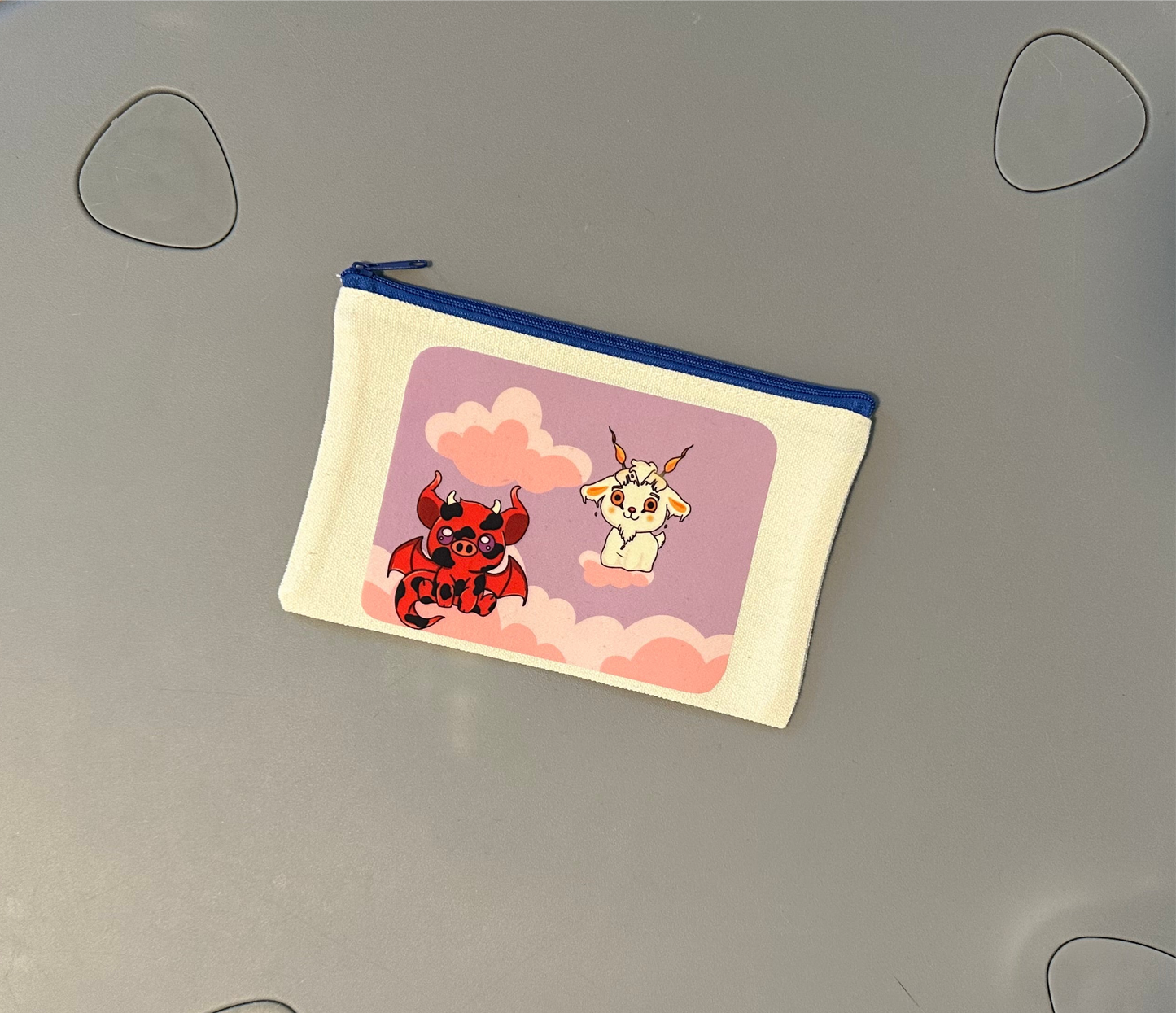 Original Critters on Cloud Nine Zipper Pouch Dark Blue Zipper NO HANDLE