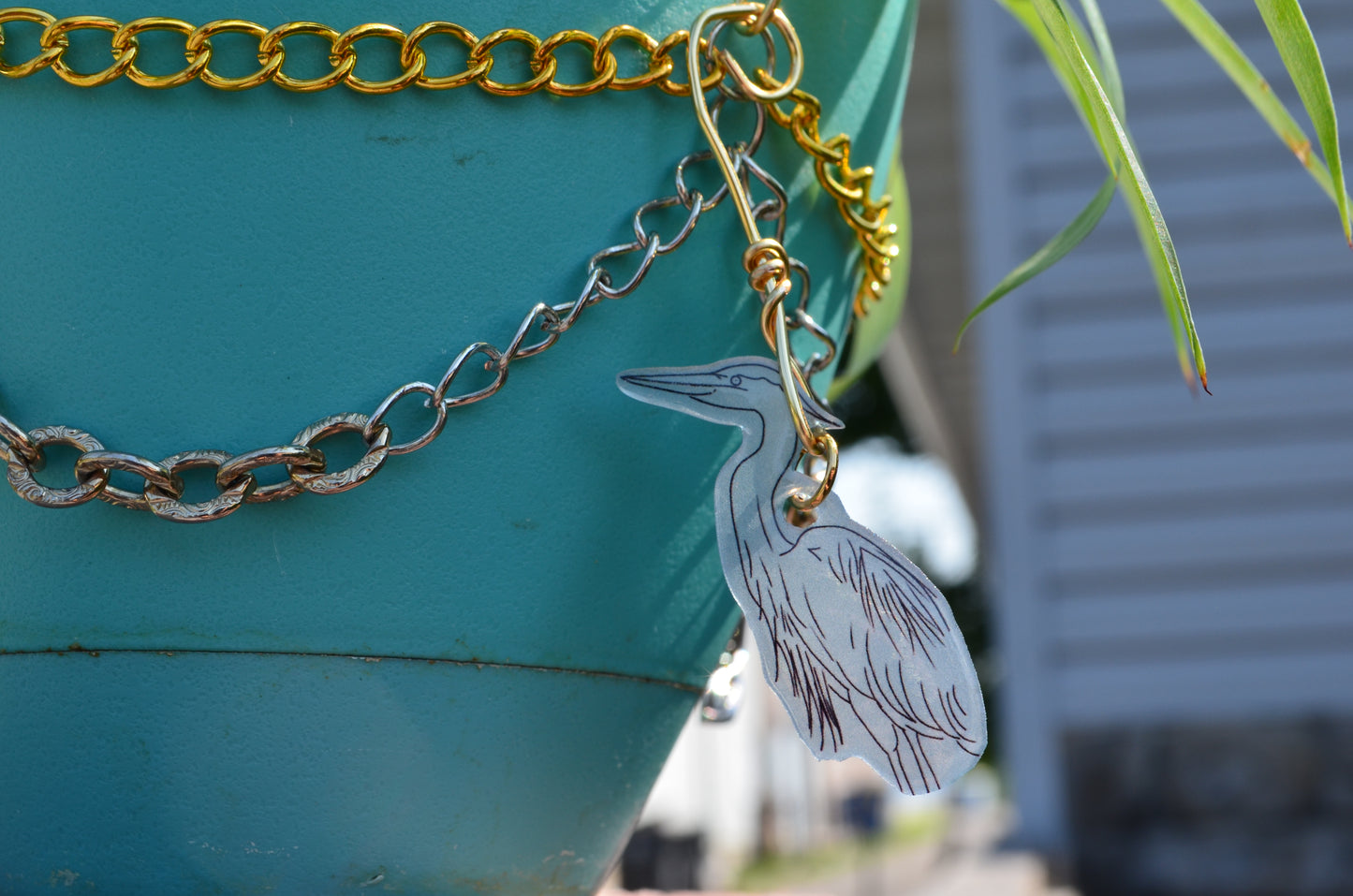 Great Blue Heron Pretty Plants Chain | Thrifted Jewelry & Handcrafted Charms | **Pot & Plant Not Included