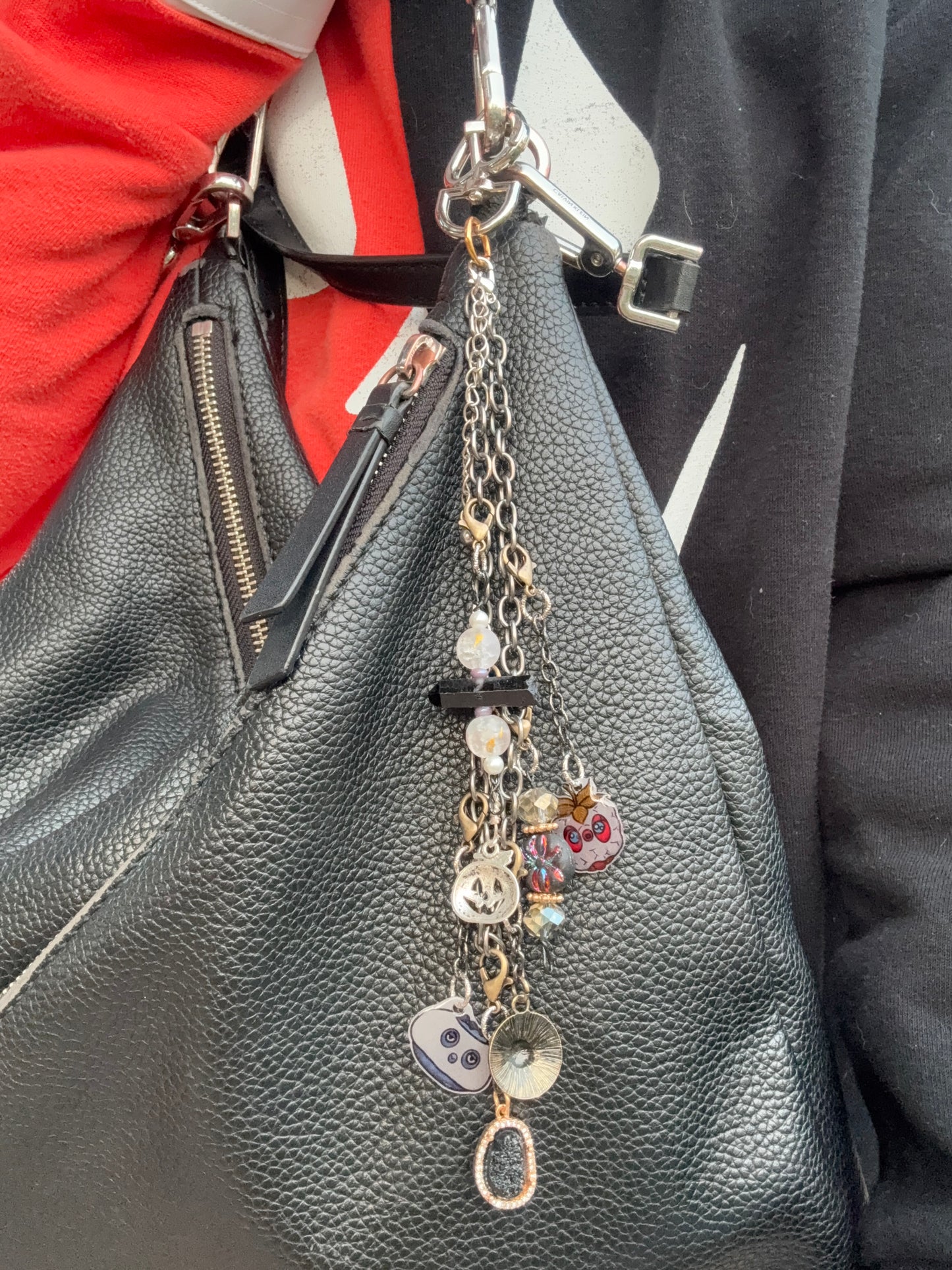 Silver Carabiner Multipurpose Chain | Dull Silver Thrifted Chain with Boo Berry & Beaded Charms