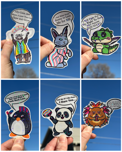 Large LGBTQ Critter Vinyl Sticker Pack of 6