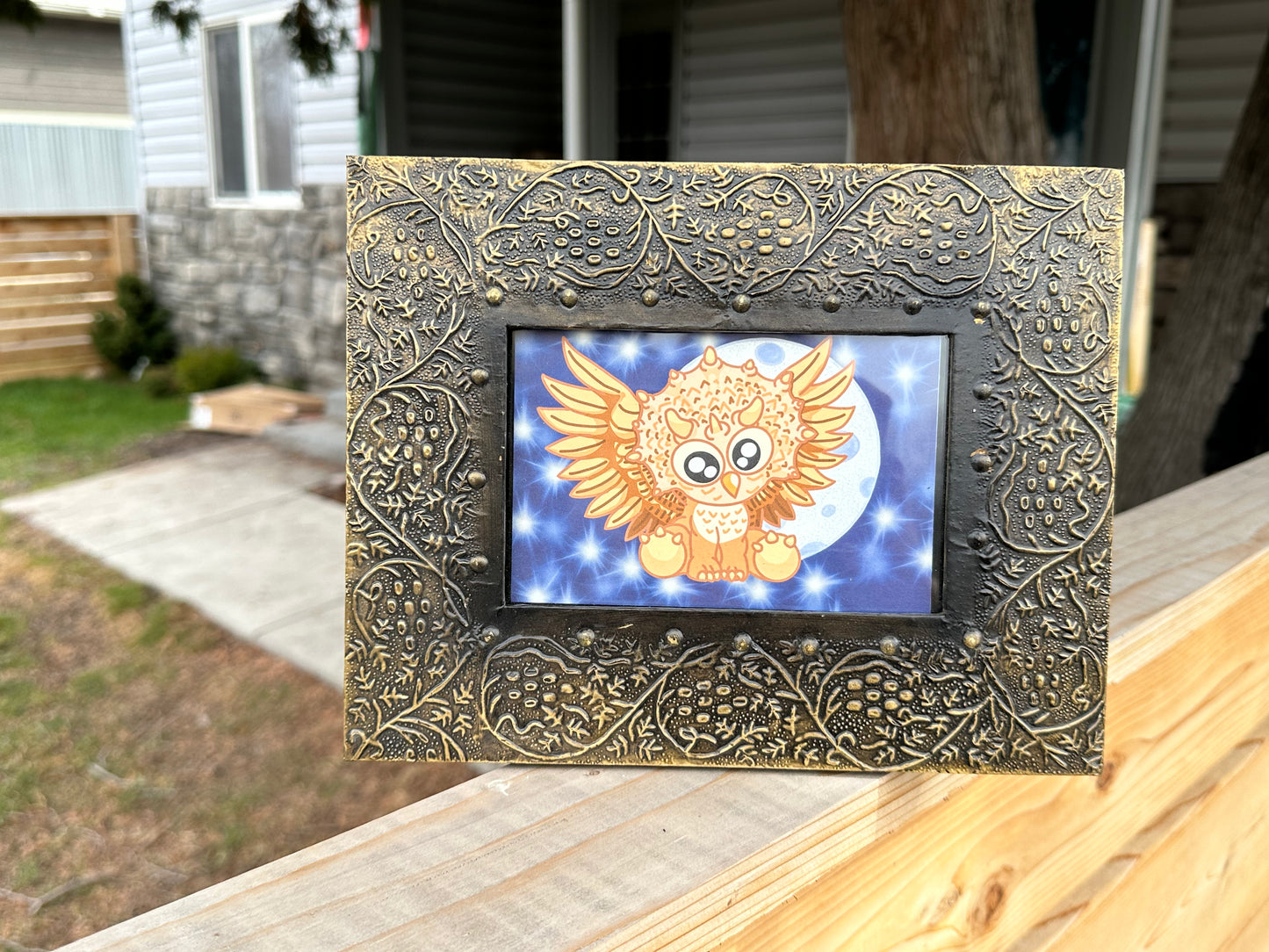 TricerHOOTops Framed Print (Vine Frame)