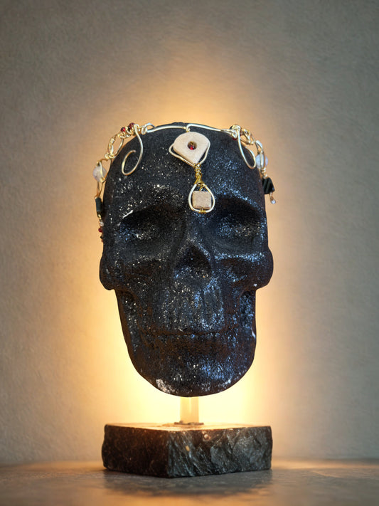 Elven-Inspired Gold Crown | Blush Cone & Teardrop Stones | Adjustable Headpiece