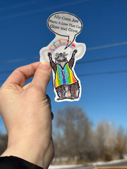 Large Ally-Coon Vinyl Sticker 4"x2.25"