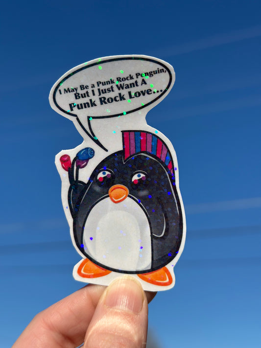 Large Bisexual Punk Rock Penguin Vinyl Sticker 3"x1.75"