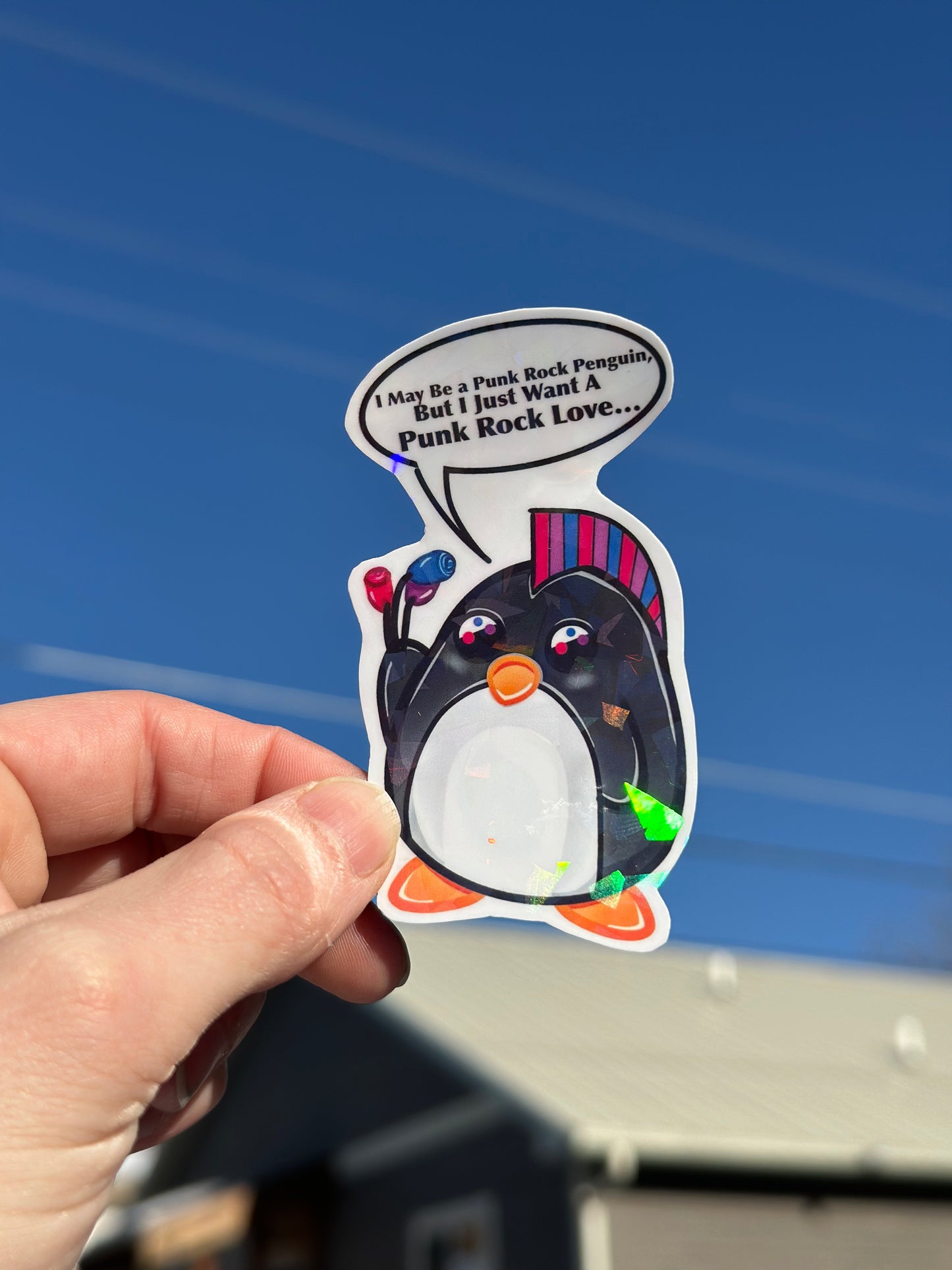 Large Bisexual Punk Rock Penguin Vinyl Sticker 3"x1.75"