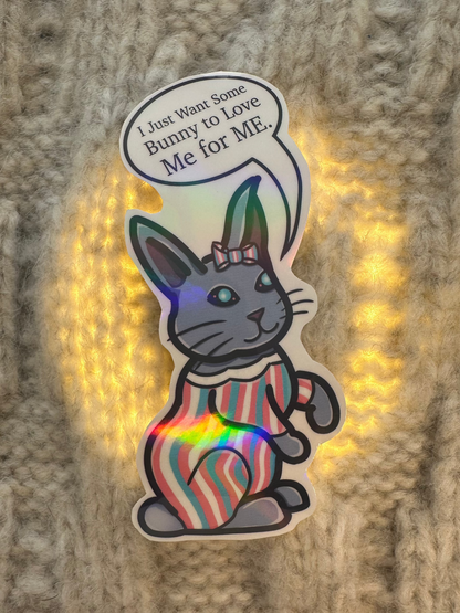 Medium Transgender Love Bunny Vinyl Sticker 2.75"x1.5"