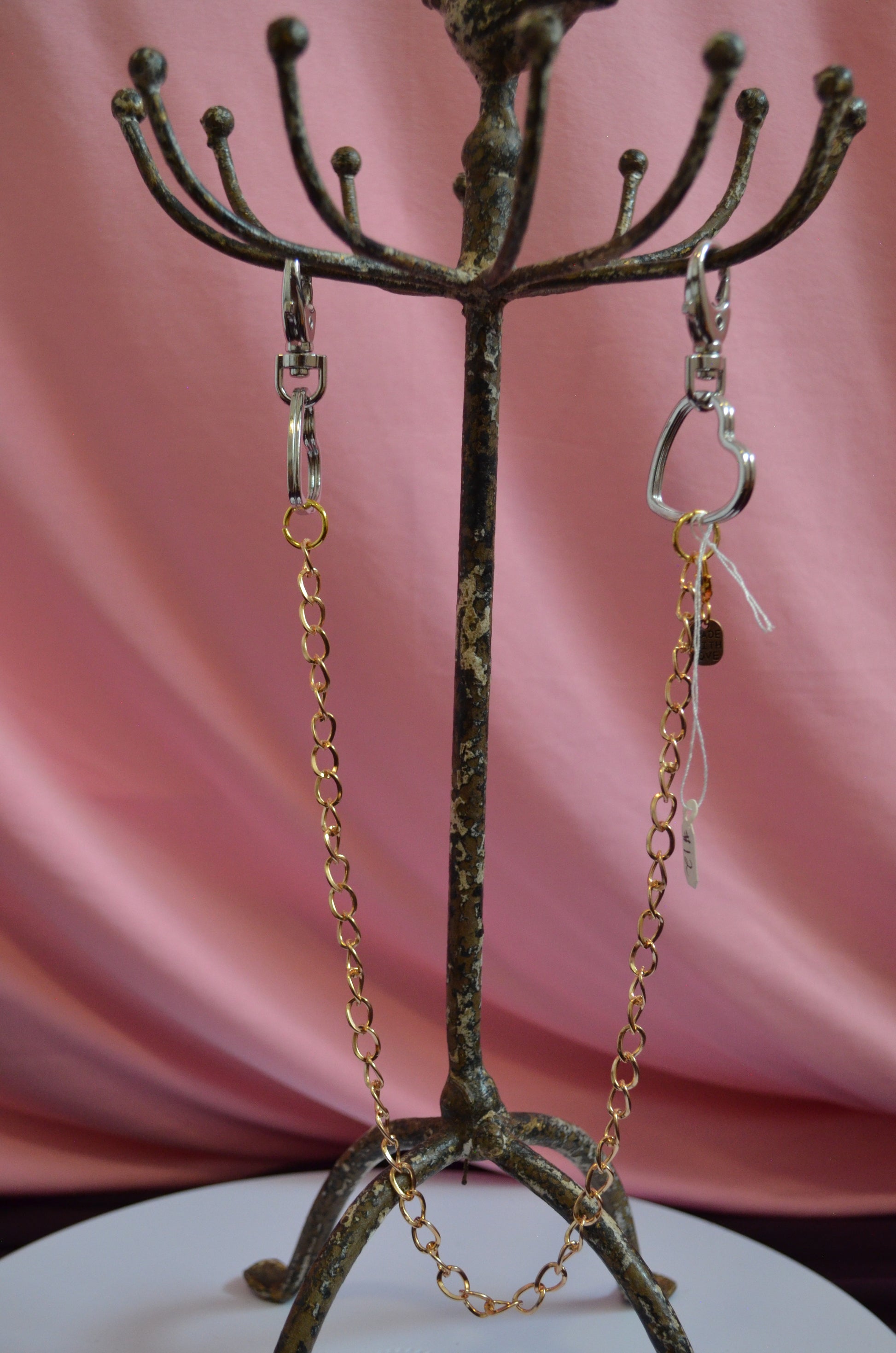 Silver Heart Clasp 15" Gold Bag Chain