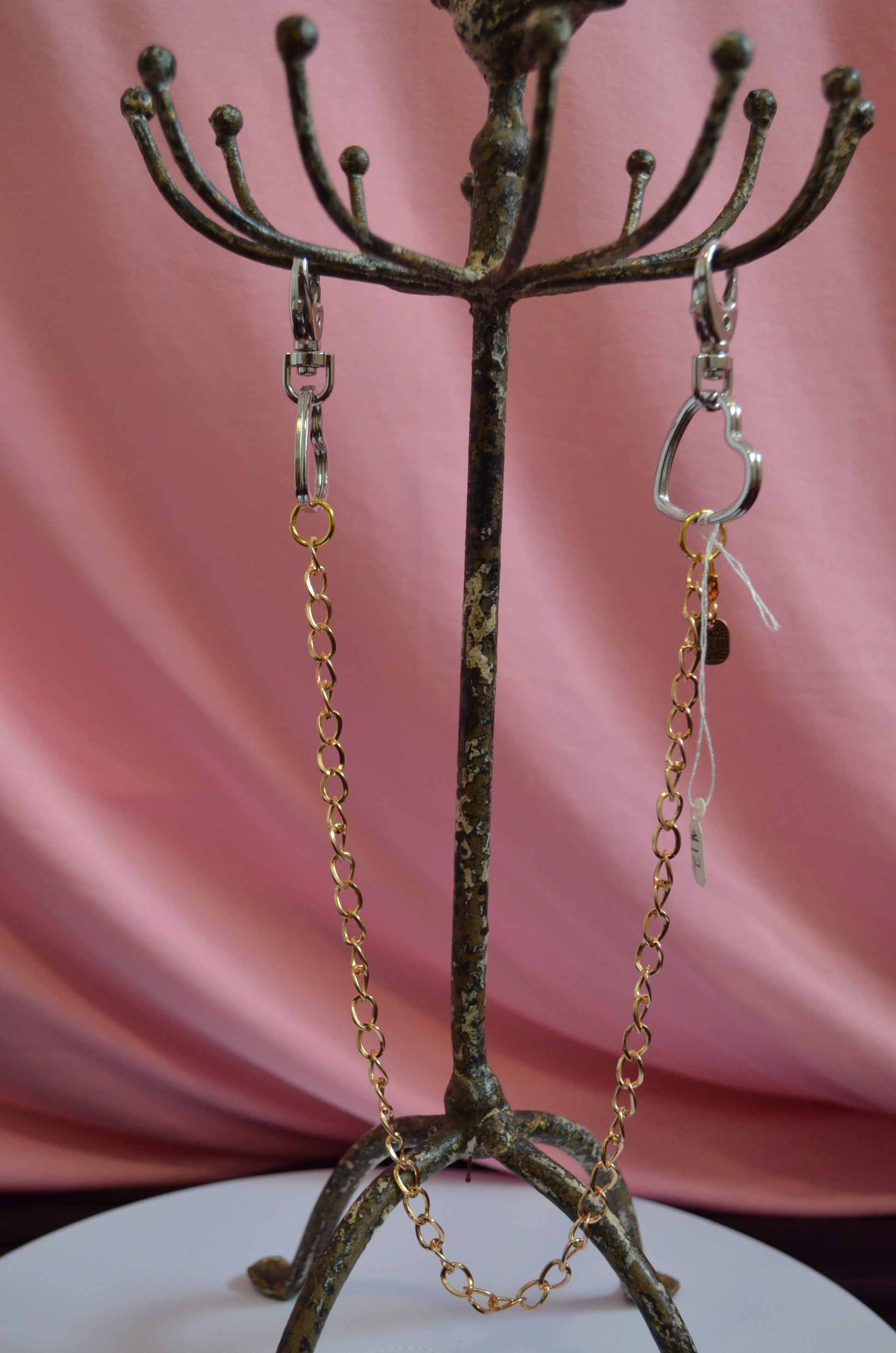 Silver Heart Clasp 15" Gold Bag Chain