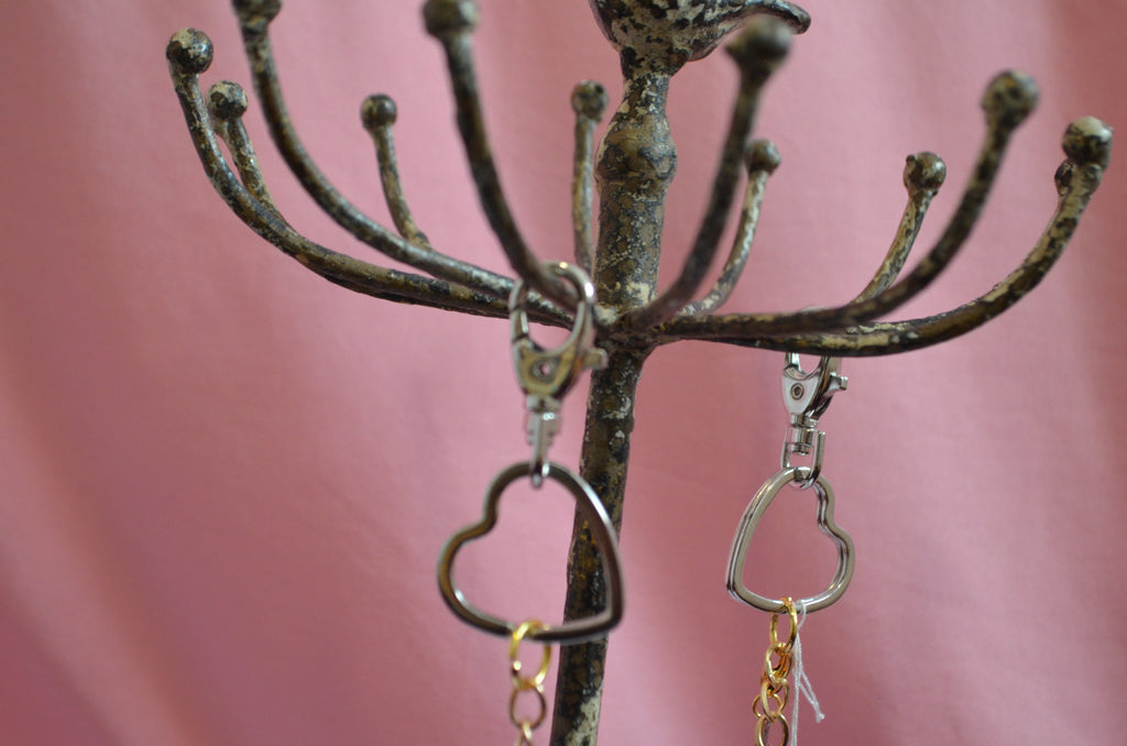 Silver Heart Clasp 15" Gold Bag Chain