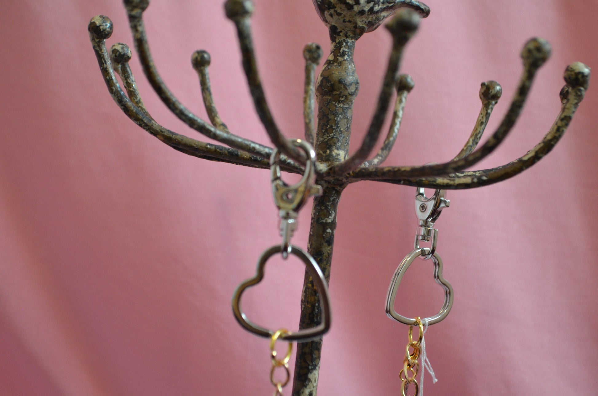 Silver Heart Clasp 15" Gold Bag Chain